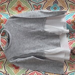 Fred David Gray and White Layered Sweater